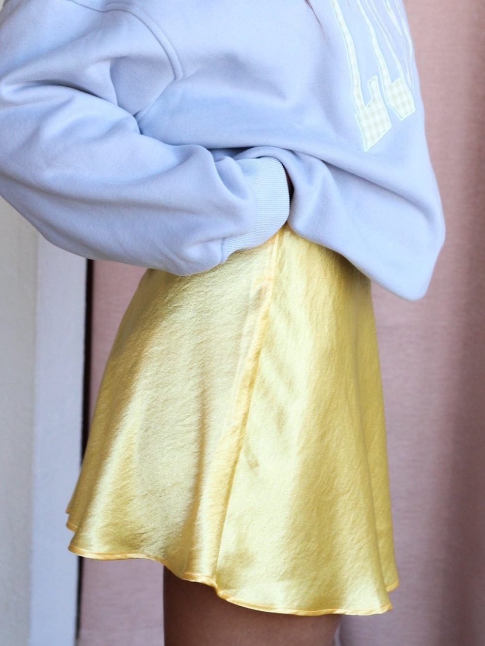 Double Zero Yellow Satin Skirt